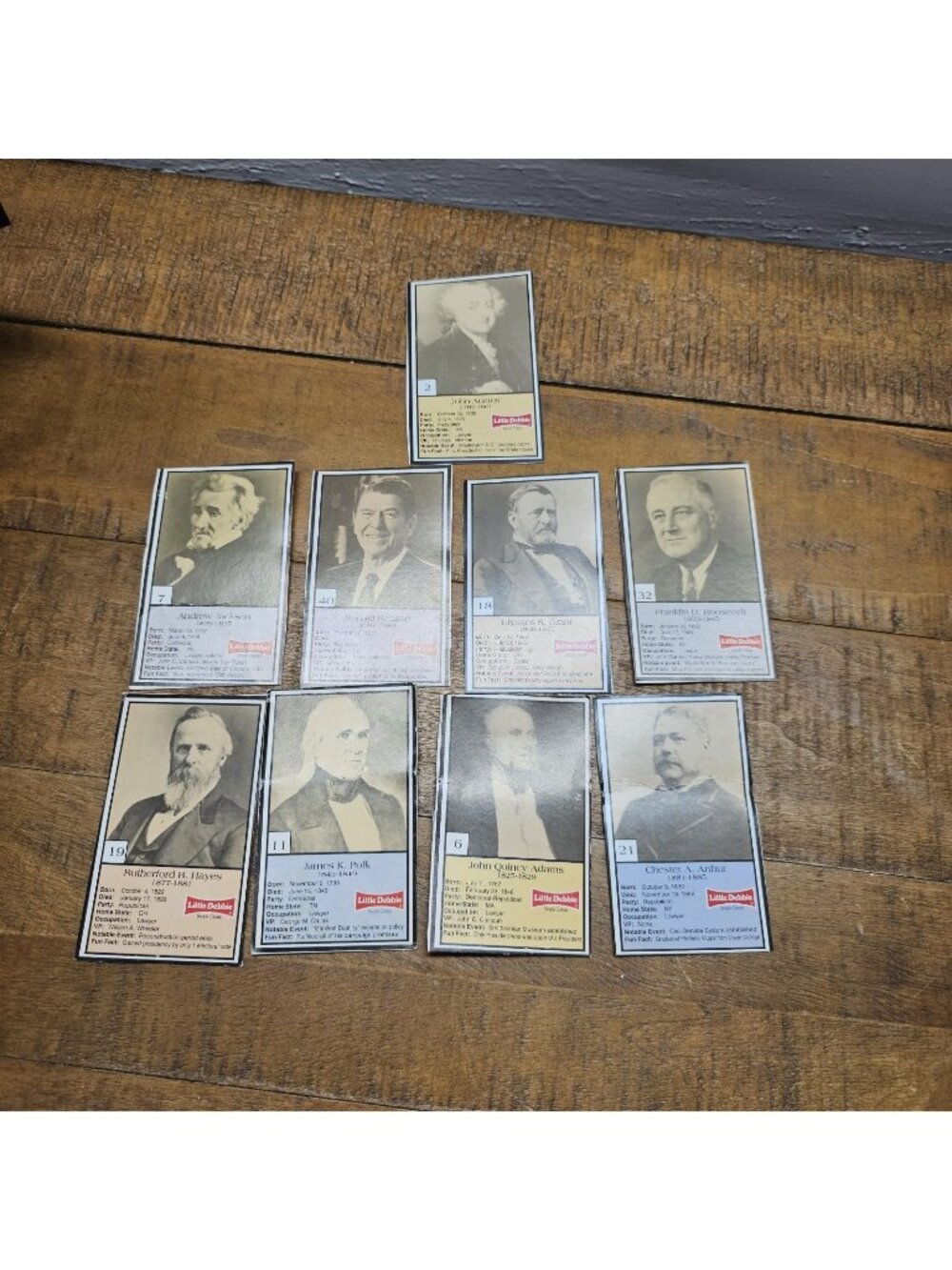 9-LITTLE DEBBIE President Cards(JOHN ADAMS/JOHN QUINCY ADAMS/RONALD REAGAN